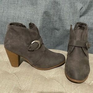 Gray high heel boots
